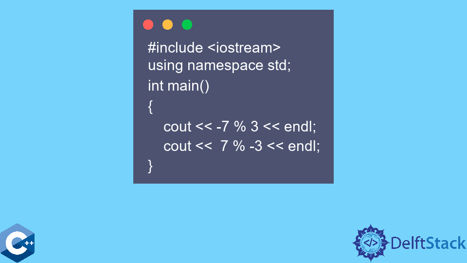 Modulus for Negative Numbers in C++ | Delft Stack